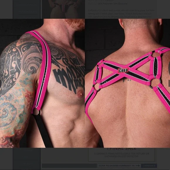 CELLBLOCK 13 FULL SET Pink X-Back Mesh Jock Pouch AND Harness - Picture 5 of 9
